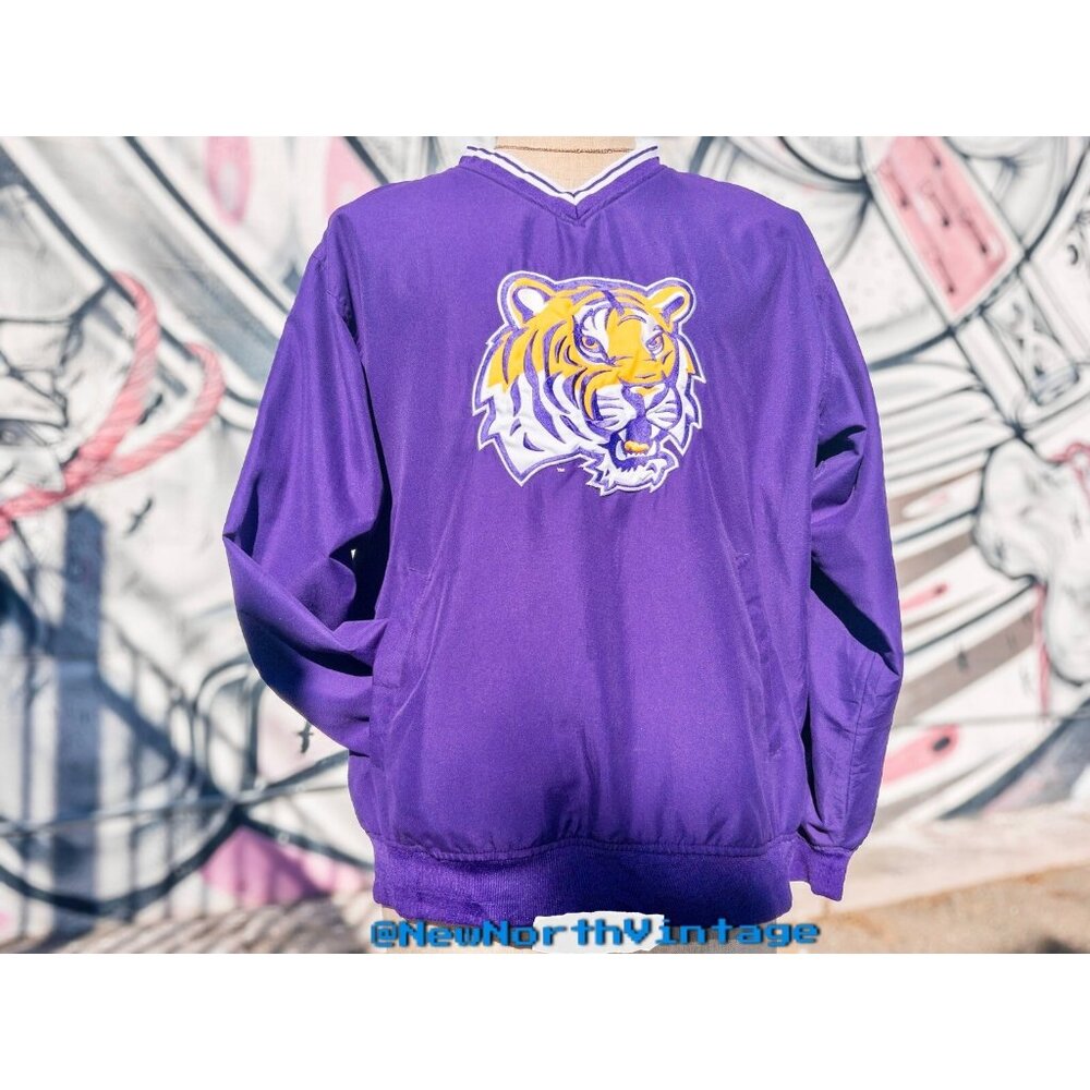 LSU TIGERS NCAA Vintage Windbreaker (V-neck Pullover) Size Medium